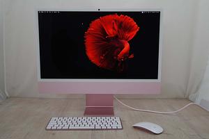 The iMac \"M4\" 8-Core CPU/8-Core GPU/2 \"Thunderbolt / USB 4\" (2024) model features a 4.4 GHz Apple M4 processor with 8 cores (4 performance cores and 4 efficiency cores), an 8-core GPU, a 16-core Neural Engine, 120GB/s of memory bandwidth, 16 GB of onboard RAM, and a 256GB SSD. This all is housed in a wafer thin aluminum case with flat edges that includes a *23.5\"* 4480x2520, 218 PPI, LED-backlit, \"True Tone\" widescreen \"Retina 4.5K\" display mounted on a thin aluminum stand. It also has an integrated *12 megapixel* Center Stage camera with \"Desk View\" support and 1080p video recording, a \"studio-quality three-mic array\" and a \"high-fidelity six-speaker system\" that supports Spatial Audio with Dolby Atmos. Connectivity includes two Thunderbolt / USB 4 ports, a 3.5 mm headphone jack conveniently mounted on the left edge of the display, Wi-Fi 6E (802.11ax), and Bluetooth 5.3.  
By default, this specific \"2024 M4\" iMac ships with a small, color matched aluminum USB-C based wireless \"Magic Keyboard\" with a \"Lock Key\" (and without Touch ID or a numeric keypad) as well as a wireless \"Magic Mouse\" with multi-touch surface support.