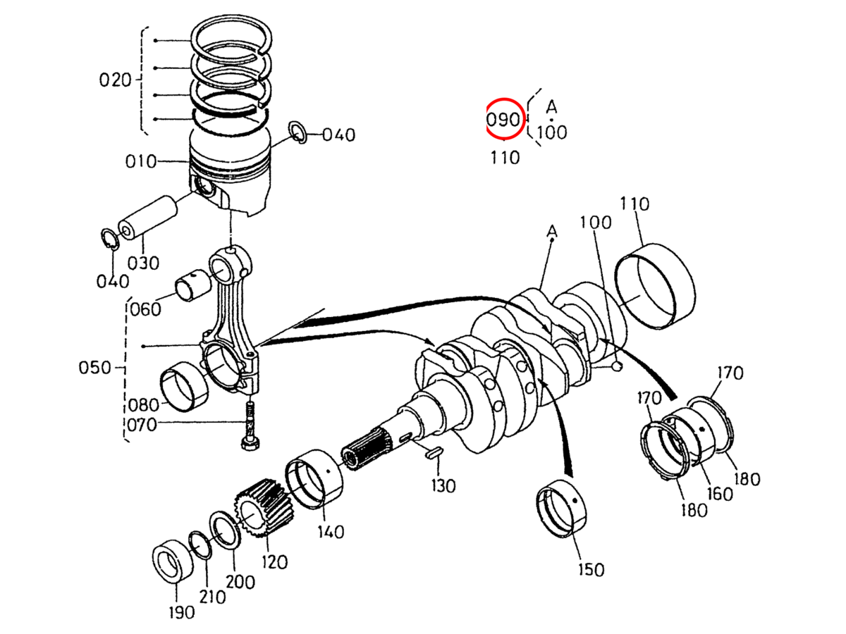 Crankshaft Kubota: 16851-23010. Used and new spare parts, imported from Japan in excellent condition. Find genuine - original and aftermarket spare parts for all Kubota tractors at affordable price.
