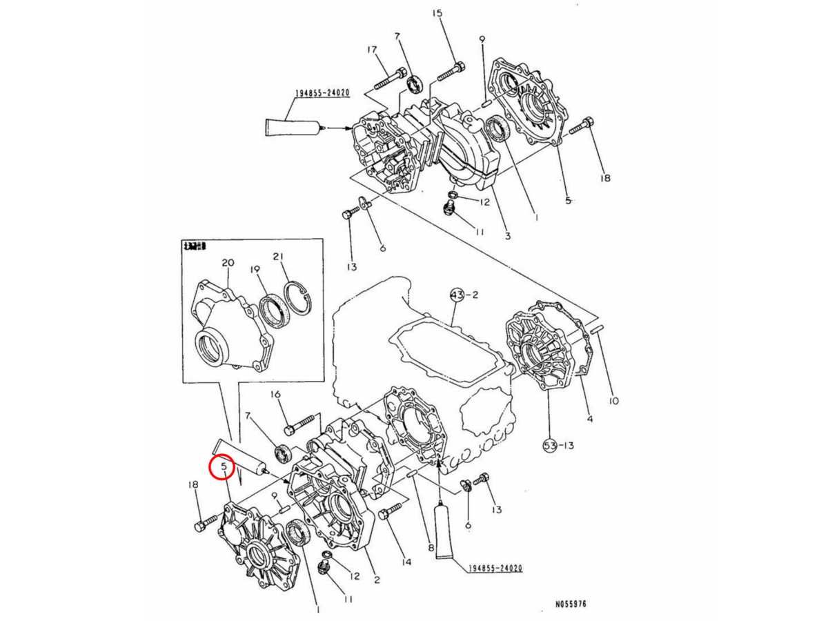 Rear housing cover Yanmar: 198421-32640. Used and new spare parts, imported from Japan in excellent condition. Find genuine - original and aftermarket spare parts for all Yanmar tractors at affordable price.