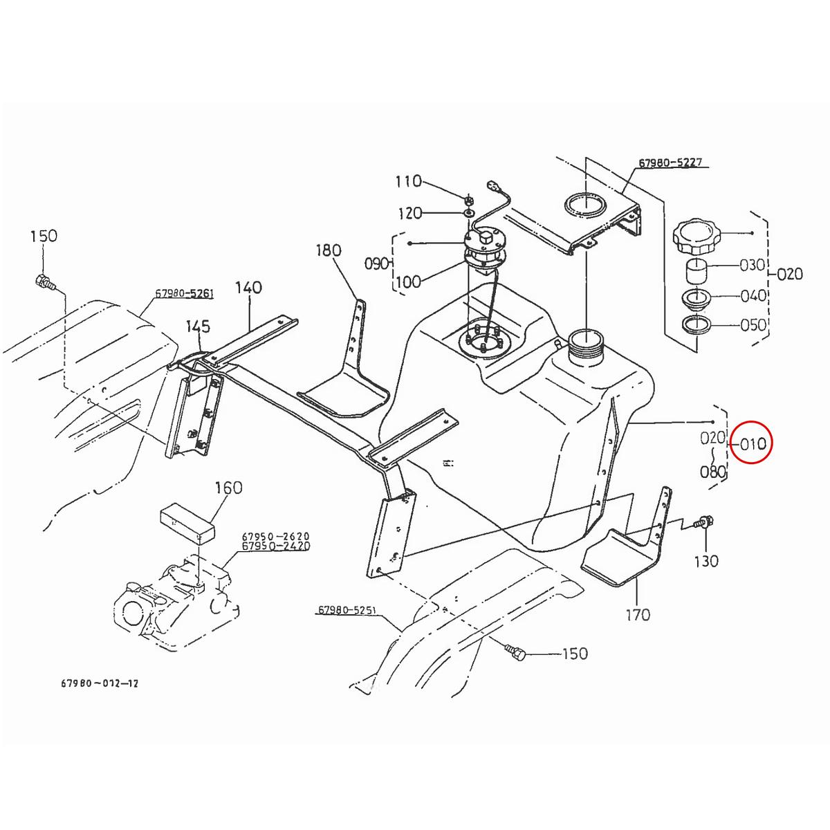 Kubota Τεπόζιτο πετρελαίου 67980-54700. Ανταλλακτικά μεταχειρισμένα και καινούρια, εισαγόμενα από την Ιαπωνία σε άριστη κατάσταση. Βρείτε γνήσια - original και ιμιτασιόν - aftermarket ανταλλακτικά για όλα τα Kubota σε προσιτές τιμές.