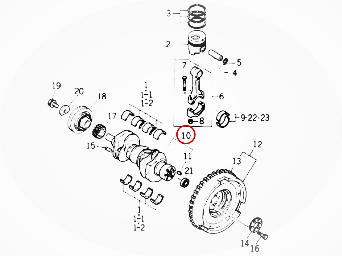 Crankshaft Iseki: 6212-310-006-00. Used and new spare parts, imported from Japan in excellent condition. Find genuine - original and aftermarket spare parts for all Iseki tractors at affordable price.