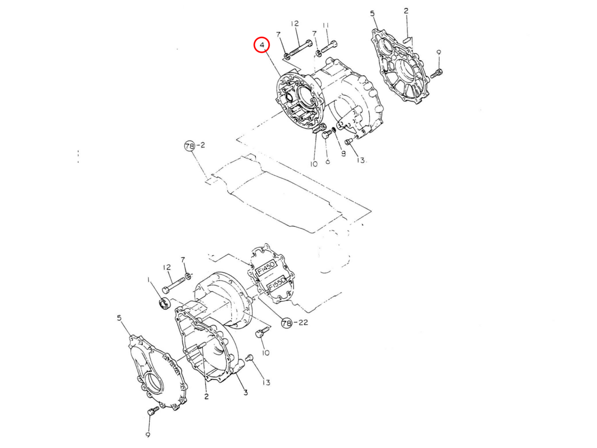 Rear housing R Yanmar: 194940-32620. Used and new spare parts, imported from Japan in excellent condition. Find genuine - original and aftermarket spare parts for all Yanmar tractors at affordable price.
