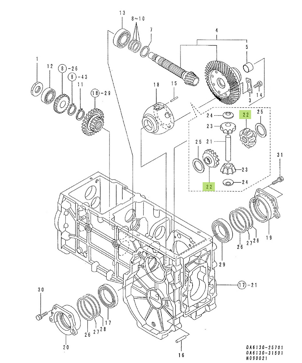 Γρανάζι Πλανητικό Διαφορικού Yanmar 1W3261-40380. Ανταλλακτικά μεταχειρισμένα και καινούρια, εισαγόμενα από την Ιαπωνία σε άριστη κατάσταση. Βρείτε γνήσια - original και ιμιτασιόν - aftermarket ανταλλακτικά για όλα τα Kubota σε προσιτές τιμές.