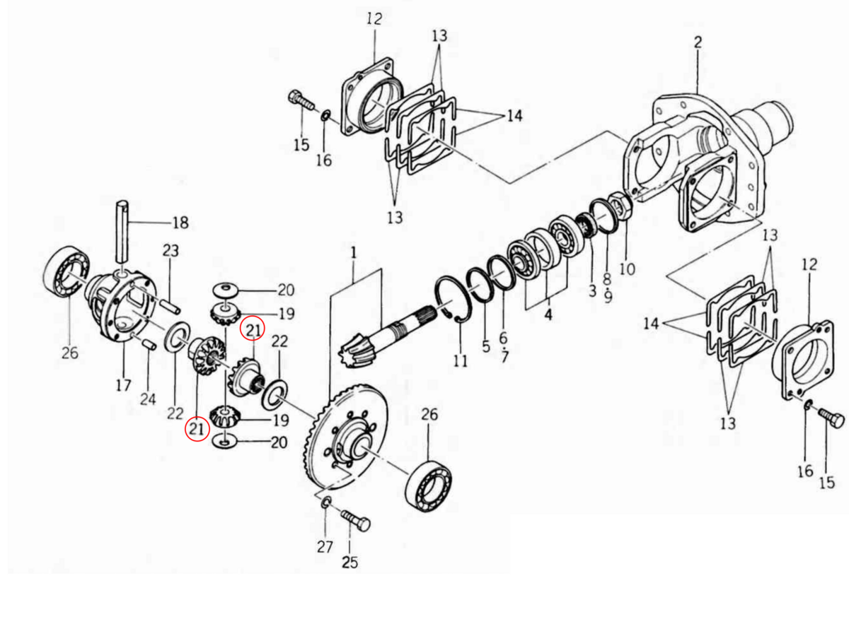 Δορυφόροι εμπρός διαφορικού 15 δόντια 4x4 Iseki: 1427-432-004-00. Ανταλλακτικά μεταχειρισμένα και καινούρια, εισαγόμενα από την Ιαπωνία σε άριστη κατάσταση. Βρείτε γνήσια - original και ιμιτασιόν - aftermarket ανταλλακτικά για όλα τα Iseki σε προσιτές τιμές.