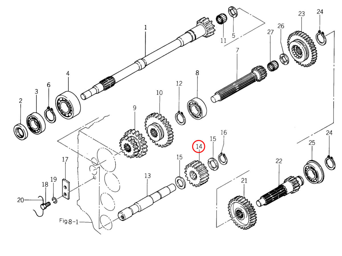 Reverse gear 18 teeth Iseki: 1480-209-2000-0. Used and new spare parts, imported from Japan in excellent condition. Find genuine - original and aftermarket spare parts for all Iseki tractors at affordable price.