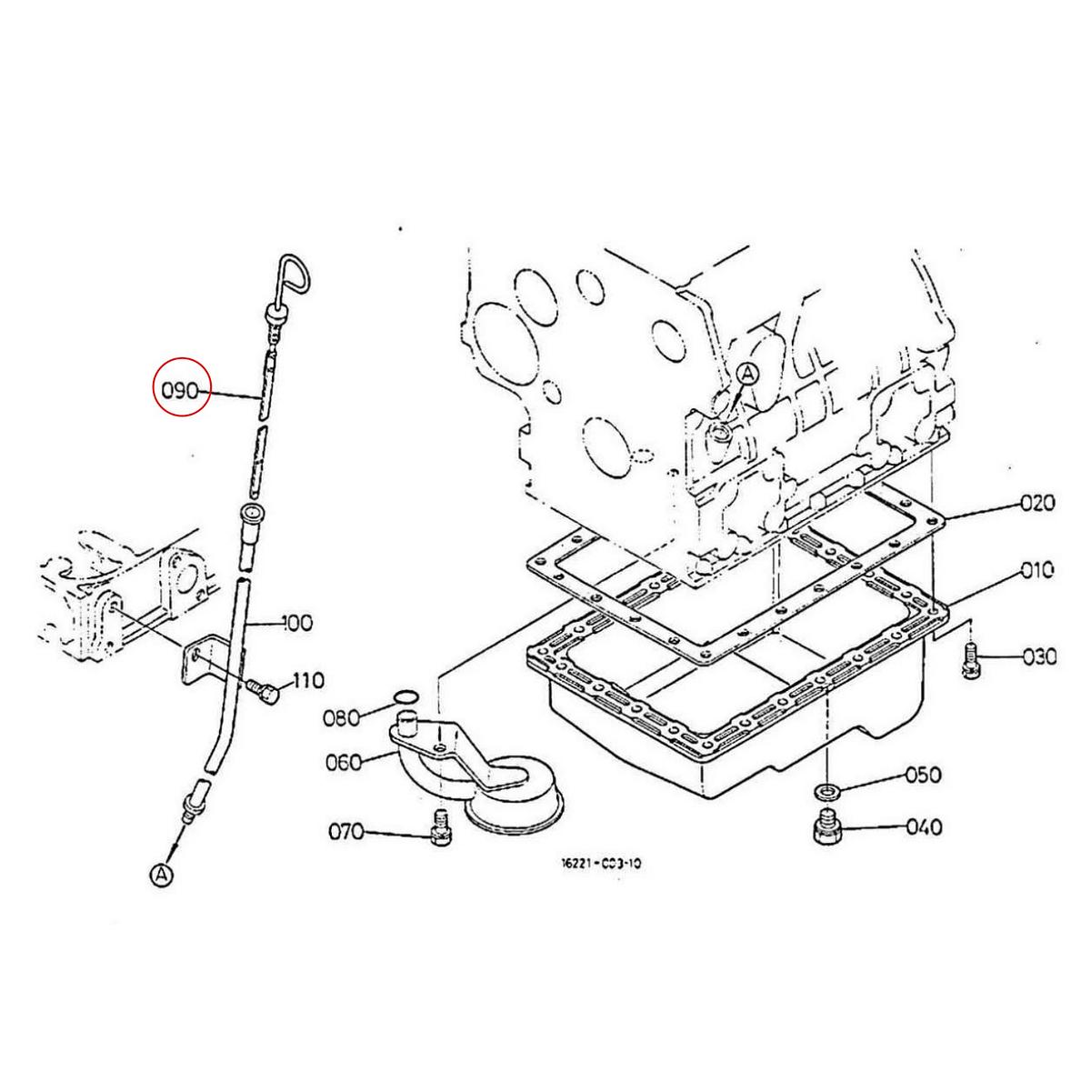 Kubota dipstick 16231-36410. Used and new spare parts, imported from Japan in excellent condition. Find genuine - original and aftermarket spare parts for all Kubota tractors at affordable prices.