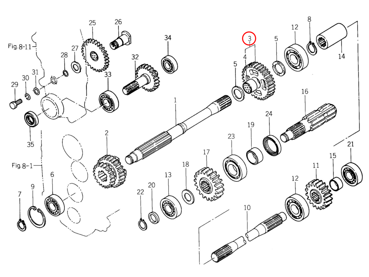 Gear - shifter P.T.O. 27 teeth Iseki: 1480-021-2000-0. Used and new spare parts, imported from Japan in excellent condition. Find genuine - original and aftermarket spare parts for all Iseki tractors at affordable price.
