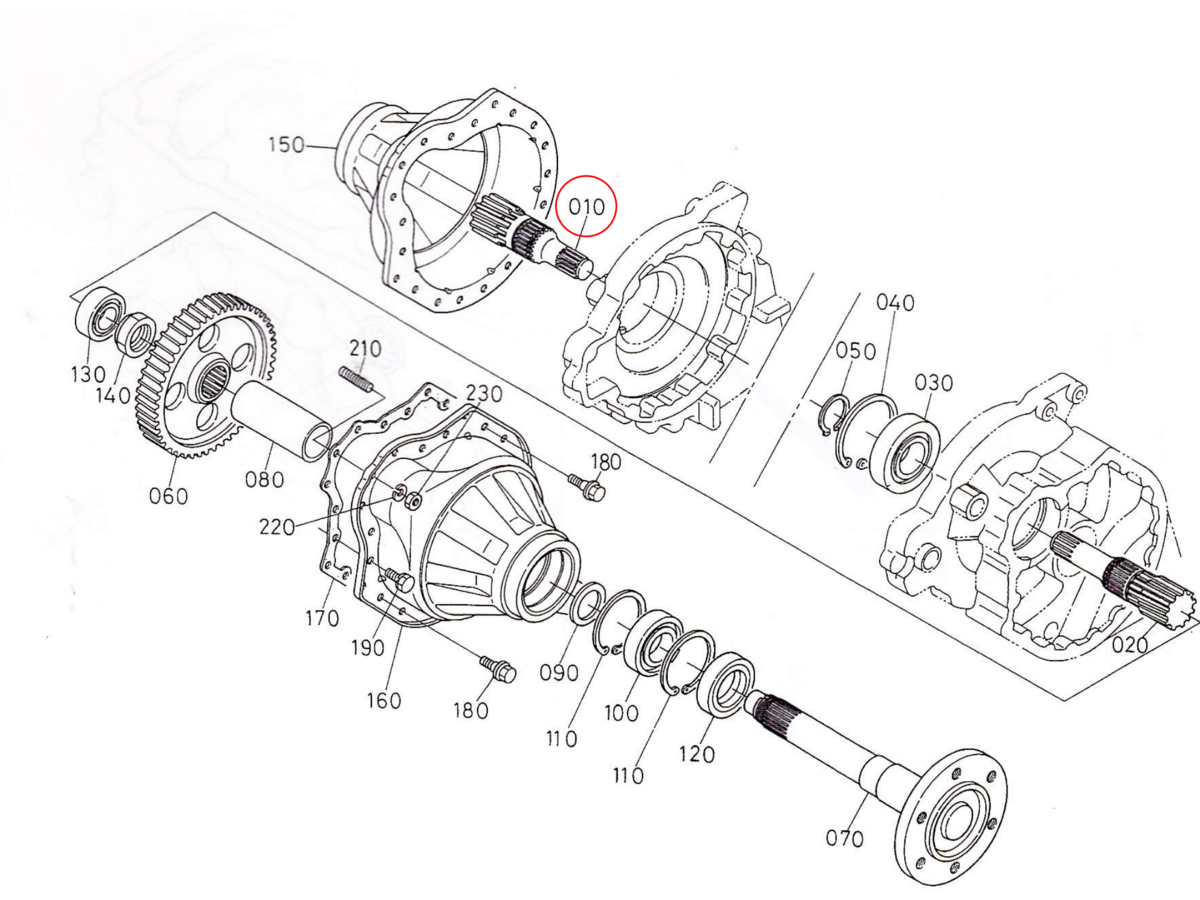 Shaft differential gear RH Kubota: 31351-26712. Used and new spare parts, imported from Japan in excellent condition. Find genuine - original and aftermarket spare parts for all Kubota tractors at affordable price.