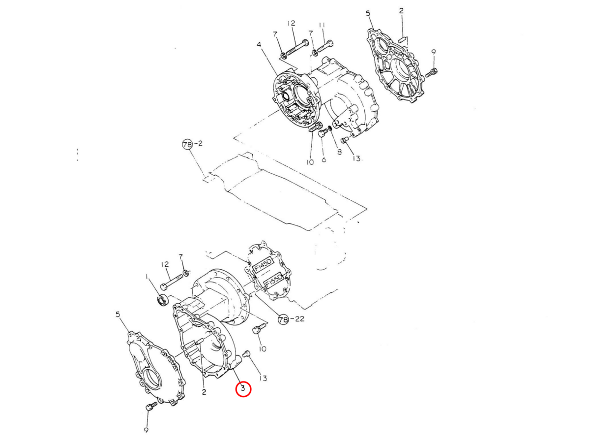 Rear housing L Yanmar: 194940-32610. Used and new spare parts, imported from Japan in excellent condition. Find genuine - original and aftermarket spare parts for all Yanmar tractors at affordable price.
