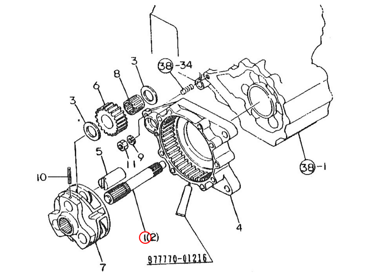 Differential gear reducer shaft L Yanmar: 198511-33400. Used and new spare parts, imported from Japan in excellent condition. Find genuine - original and aftermarket spare parts for all Yanmar tractors at affordable price.