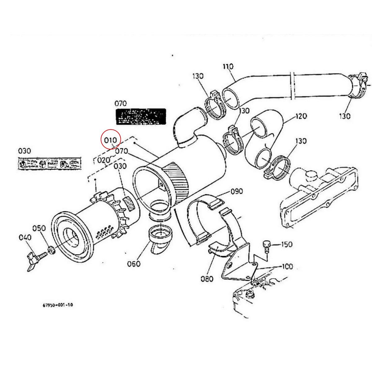 Kubota Air claner 67950-58210. Used and new spare parts, imported from Japan in excellent condition. Find genuine - original and aftermarket spare parts for all Kubota tractors at affordable prices.