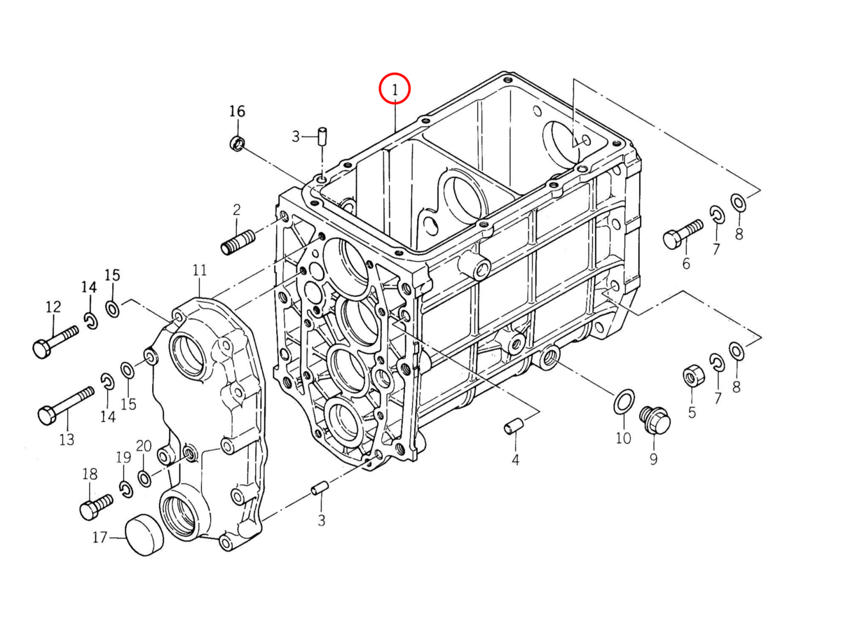 Transmission case Iseki: 1480-201-0010-0. Used and new spare parts, imported from Japan in excellent condition. Find genuine - original and aftermarket spare parts for all Iseki tractors at affordable price.