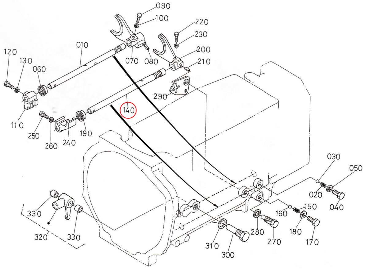 P.T.O. fork shaft Kubota: 31351-23610. Used and new spare parts, imported from Japan in excellent condition. Find genuine - original and aftermarket spare parts for all Kubota tractors at affordable price.