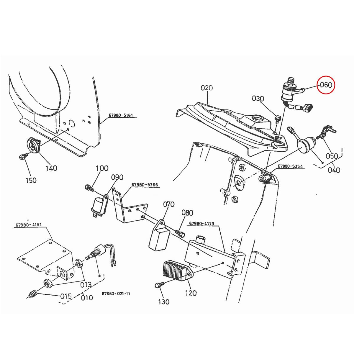 Kubota Διακόπτης 67980-55120. Ανταλλακτικά μεταχειρισμένα και καινούρια, εισαγόμενα από την Ιαπωνία σε άριστη κατάσταση. Βρείτε γνήσια - original και ιμιτασιόν - aftermarket ανταλλακτικά για όλα τα Kubota σε προσιτές τιμές.