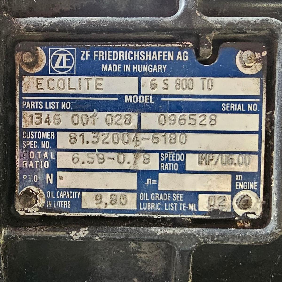 ZF Ecolite 6S 800 TO – MAN Gearbox 1346001028