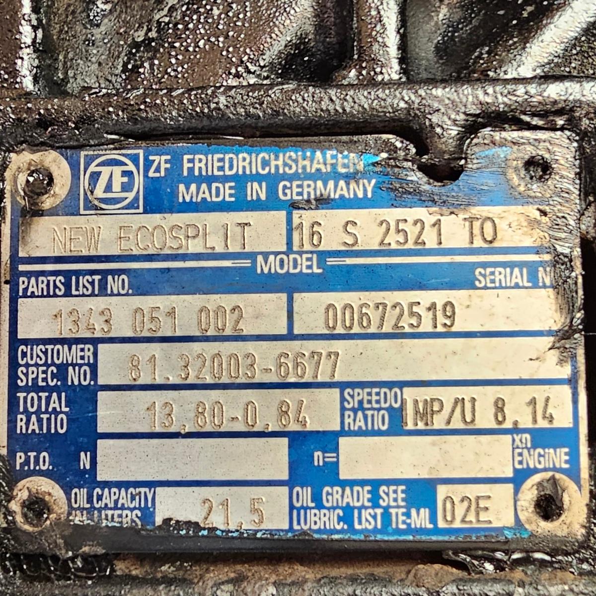 ZF 16S2521TO ECOSPLIT Gearbox – Rebuilt 