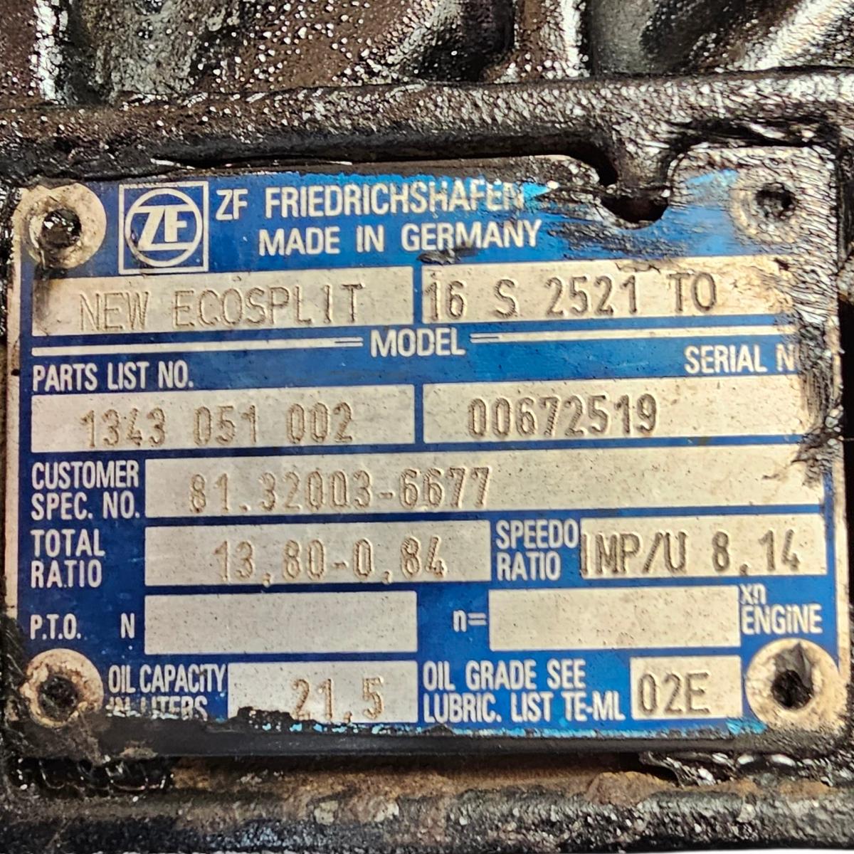ZF 16S2521TO ECOSPLIT Gearbox – Rebuilt 