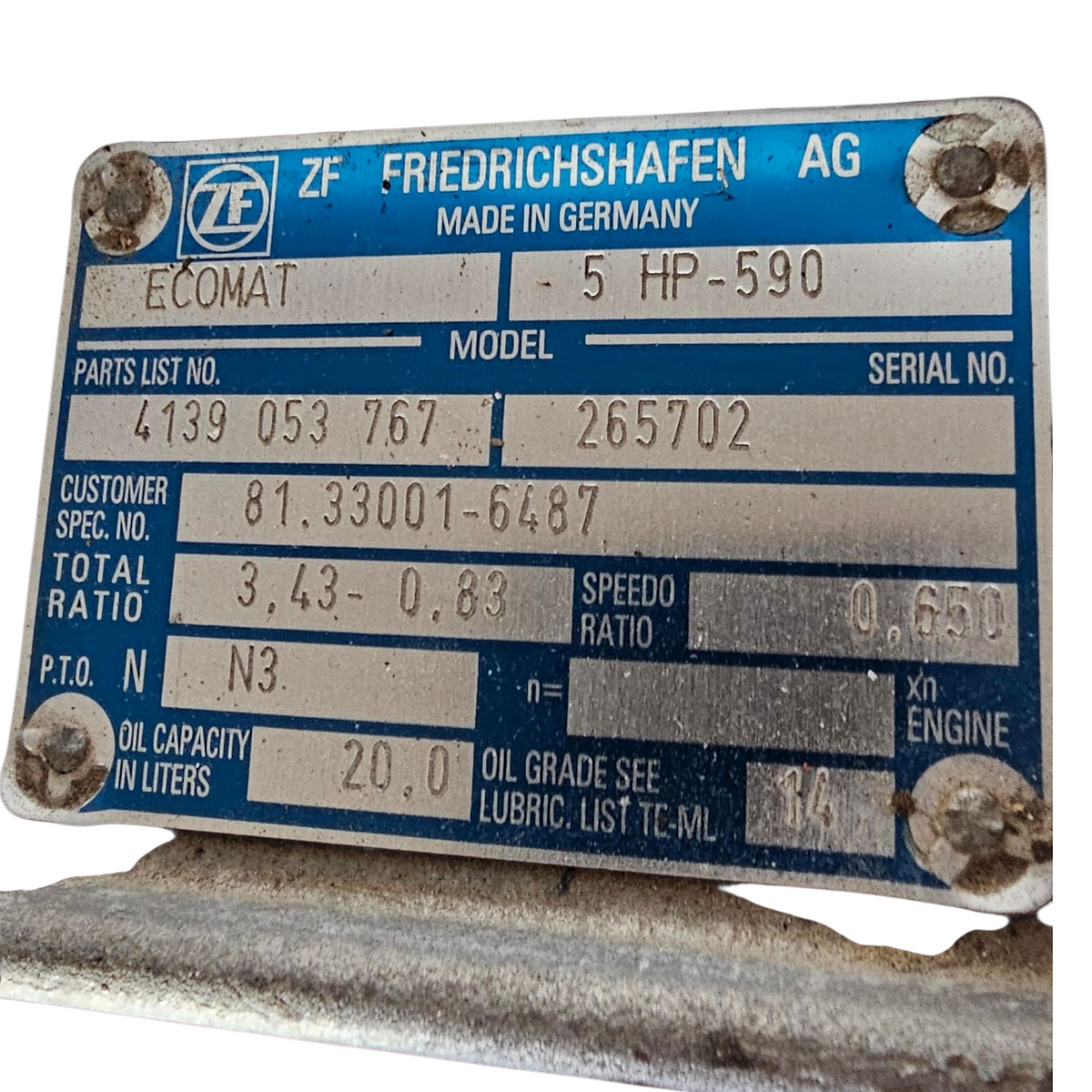 ZF Ecomat 5HP590 Gearbox – 81330016487 - 4139053767